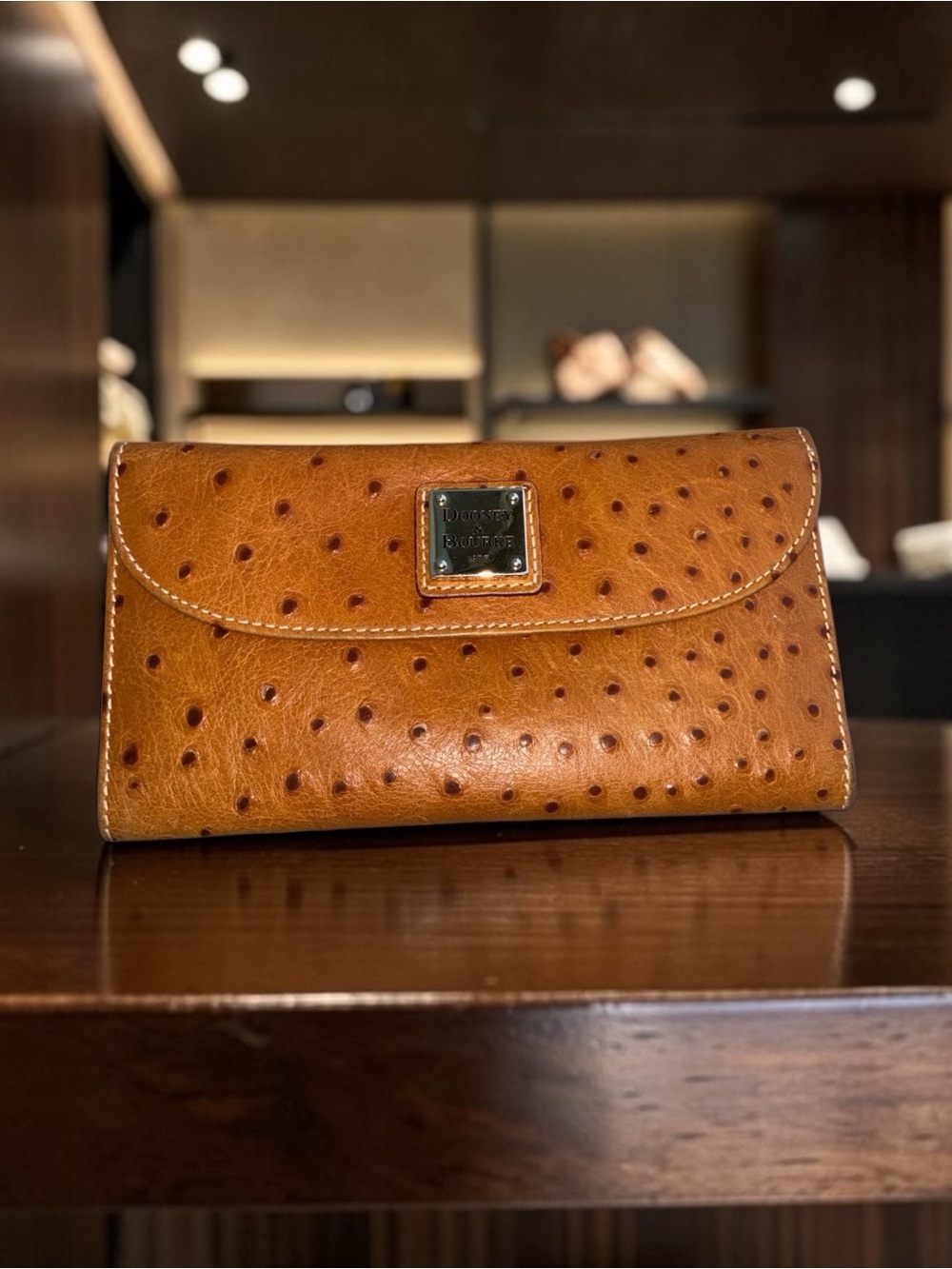 Embossed Ostrich Pattern Dooney & Bourke Wallet